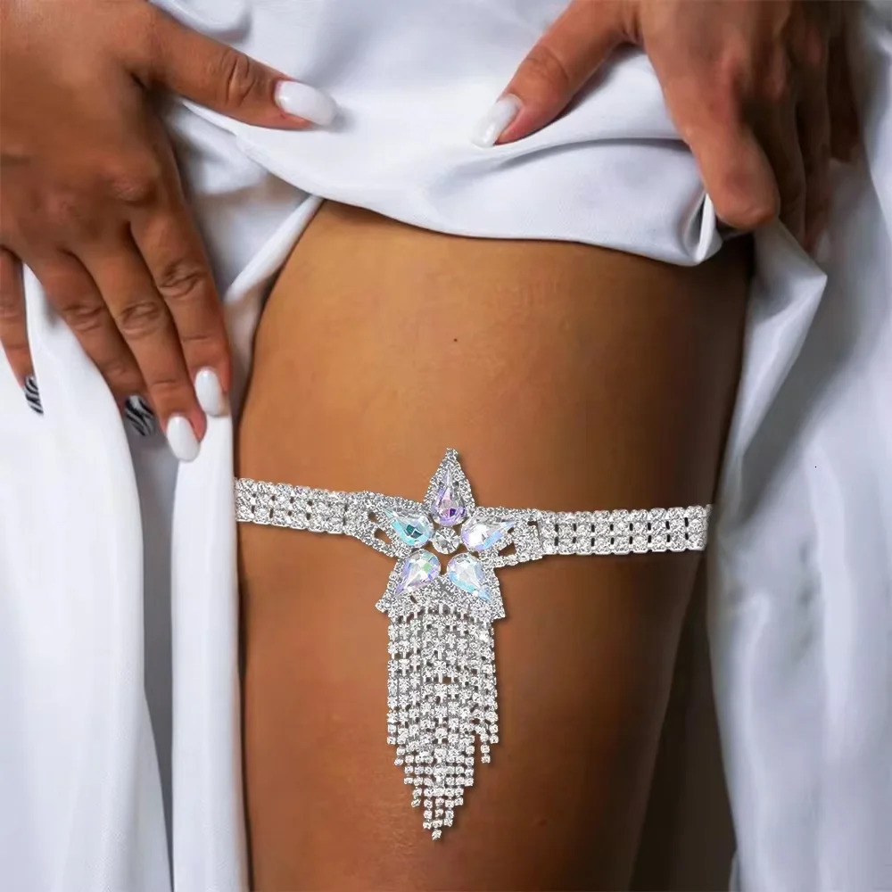 Stonefans Star Thigh Chain Tassel Body Jewelry Elastic Rope Jewelry 2024 Multirow Crystal Leg Chain Bikinis for Women 250813