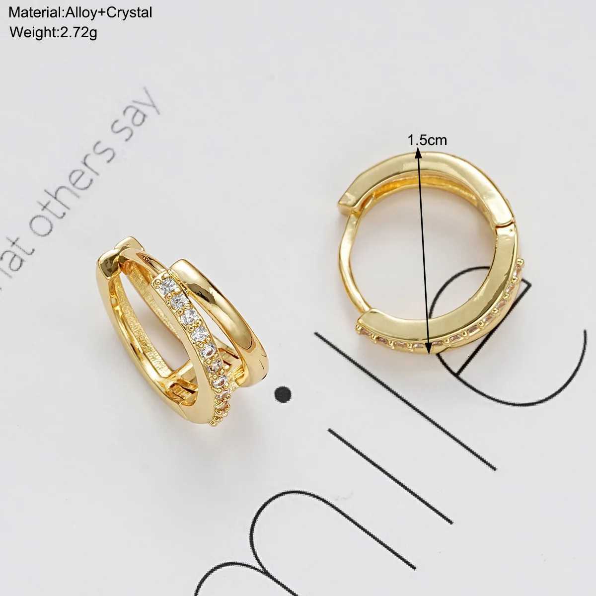 Europe Double Layered Zircon Hoop Earrings For Women Gold Silver Color Personality Punk Earrings Party Jewelry Gifts XJ250814