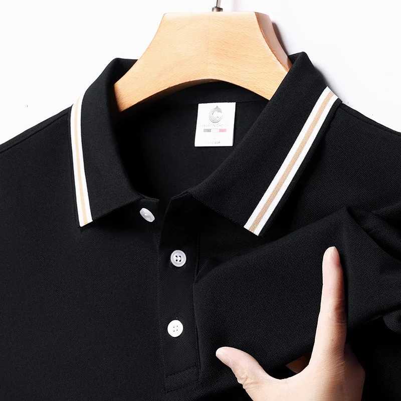 Mens Fashion Solid Short Sleeved Striped Lapel Polo Shirt Summer Breathable Comfortable Top XJ250804