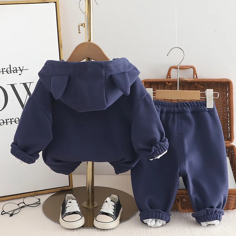 Toddler Boys Outfit Set Spring Baby Boy Clothes 2 To 3 Years Casual Cartoon Hooded Coats T-shirts Pants Kids Tracksuits 250813