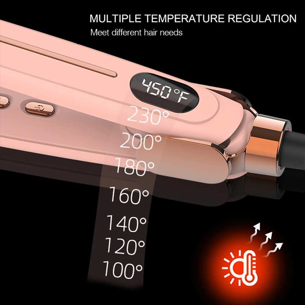 2-in-1 Flat Hair Straightener Curling Iron Infrared Ion Reduces Frizz Suitable for Straight Hair Curly Hair Gifts W250814