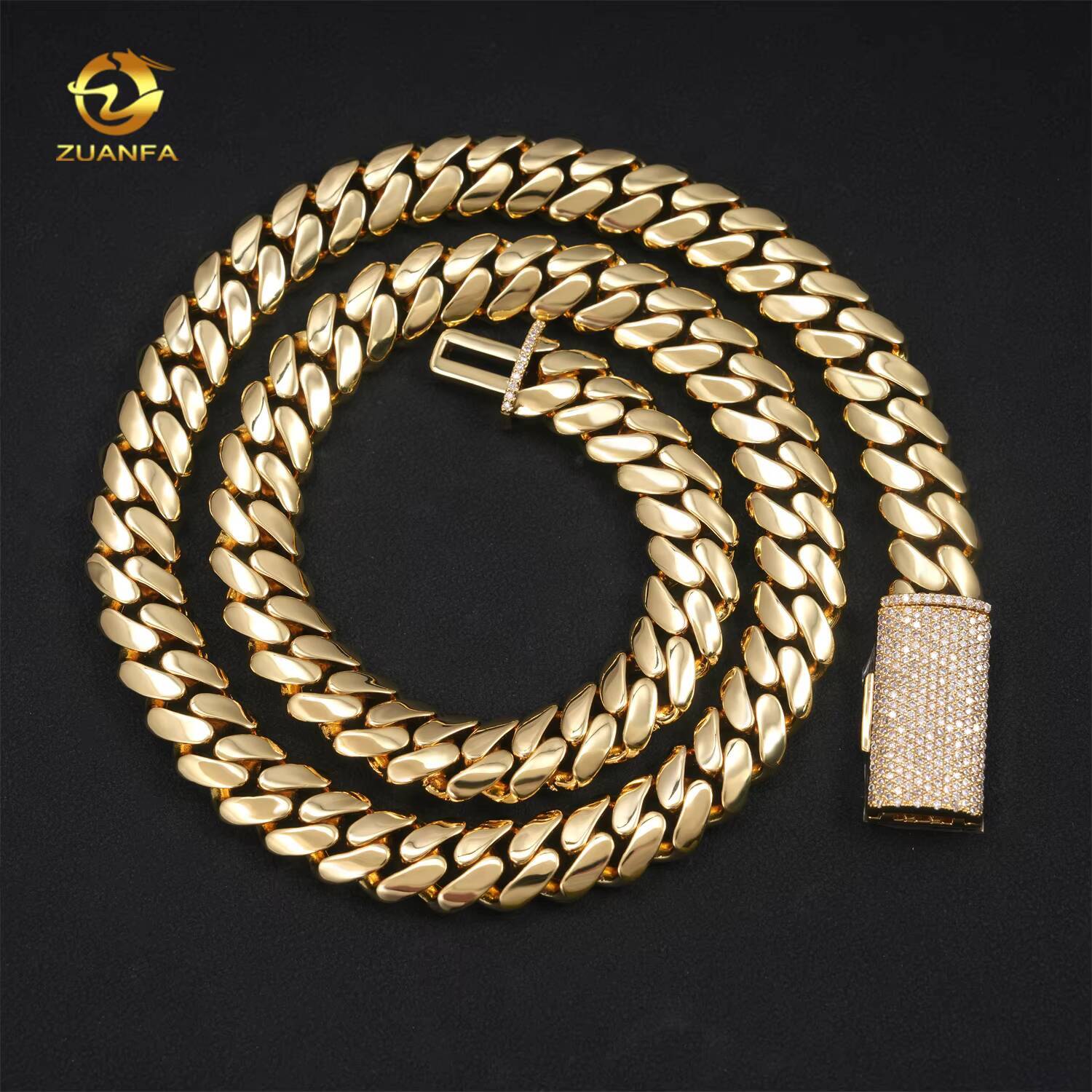 Classic 12mm Moissanite Clasp Hip Hop Chain Sier Iced Out Miami Cuban Link