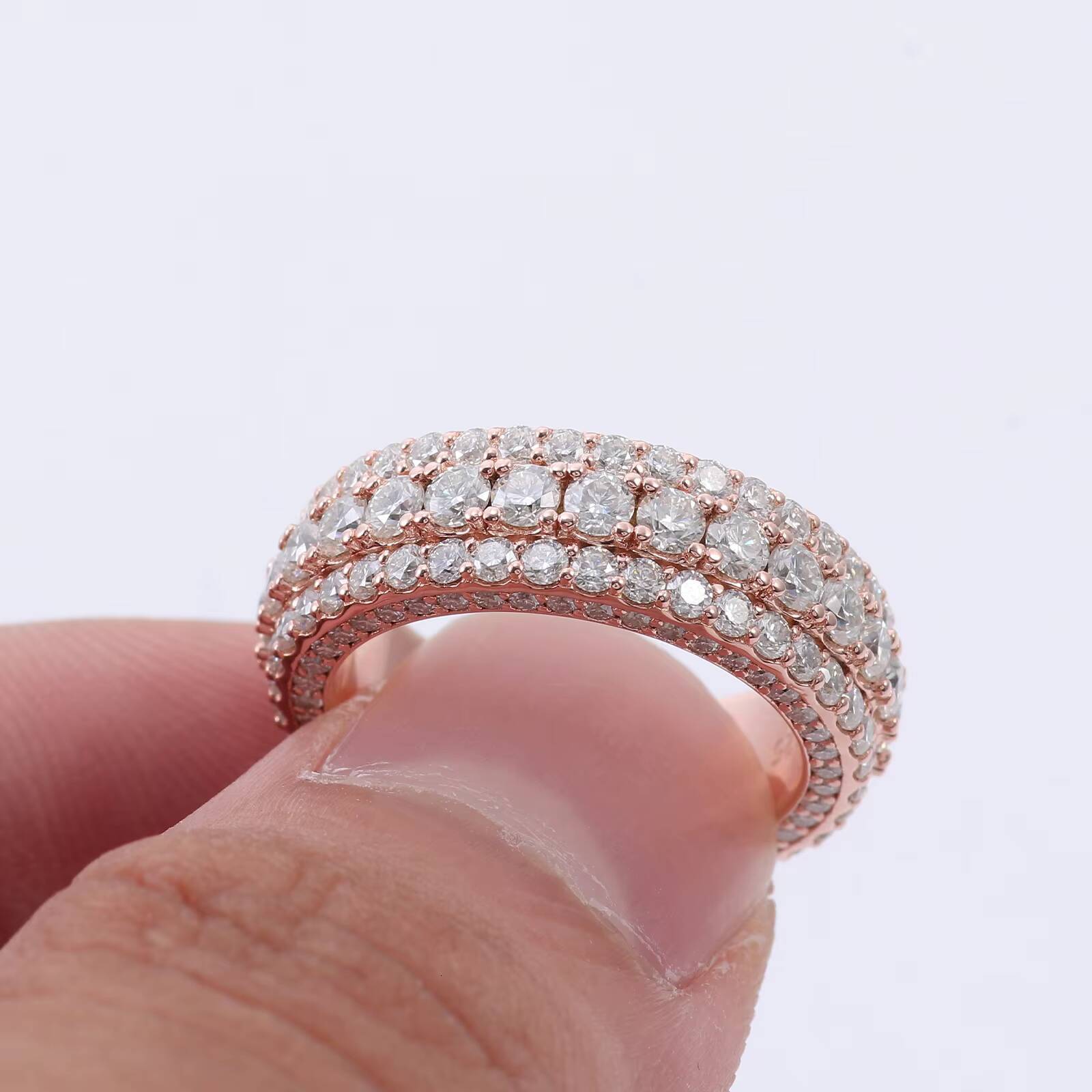 10K 14K Rose Gold Full Star Hip Hop Jewelry Moissanite Ring Chunky Handmade Custom Fine Rings for Women Men Party