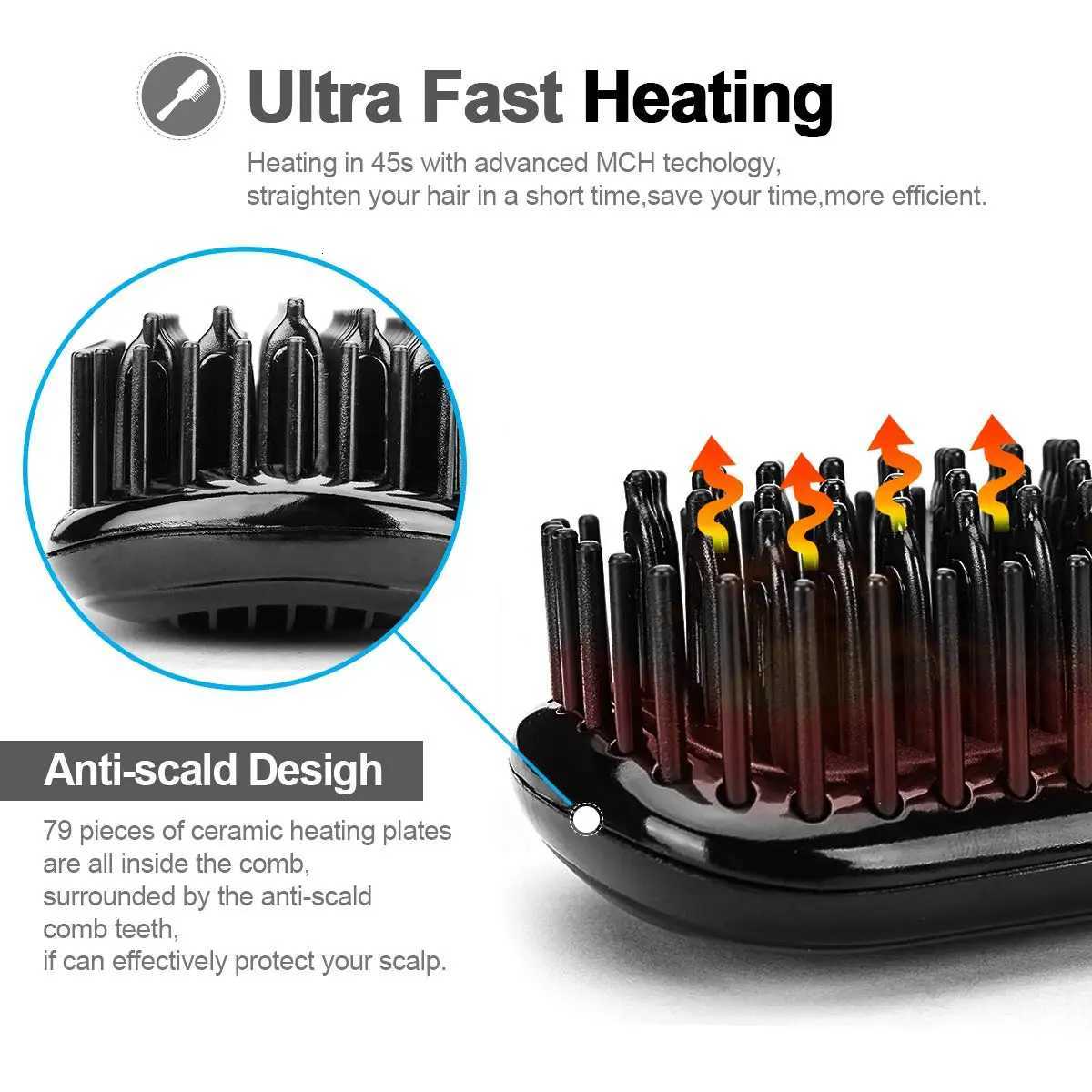 Hair Straightener Electric Hair Brushes Heating Comb 2 In 1 Hair Straightening Hair Curler Curling Iron Styling Tool W250814