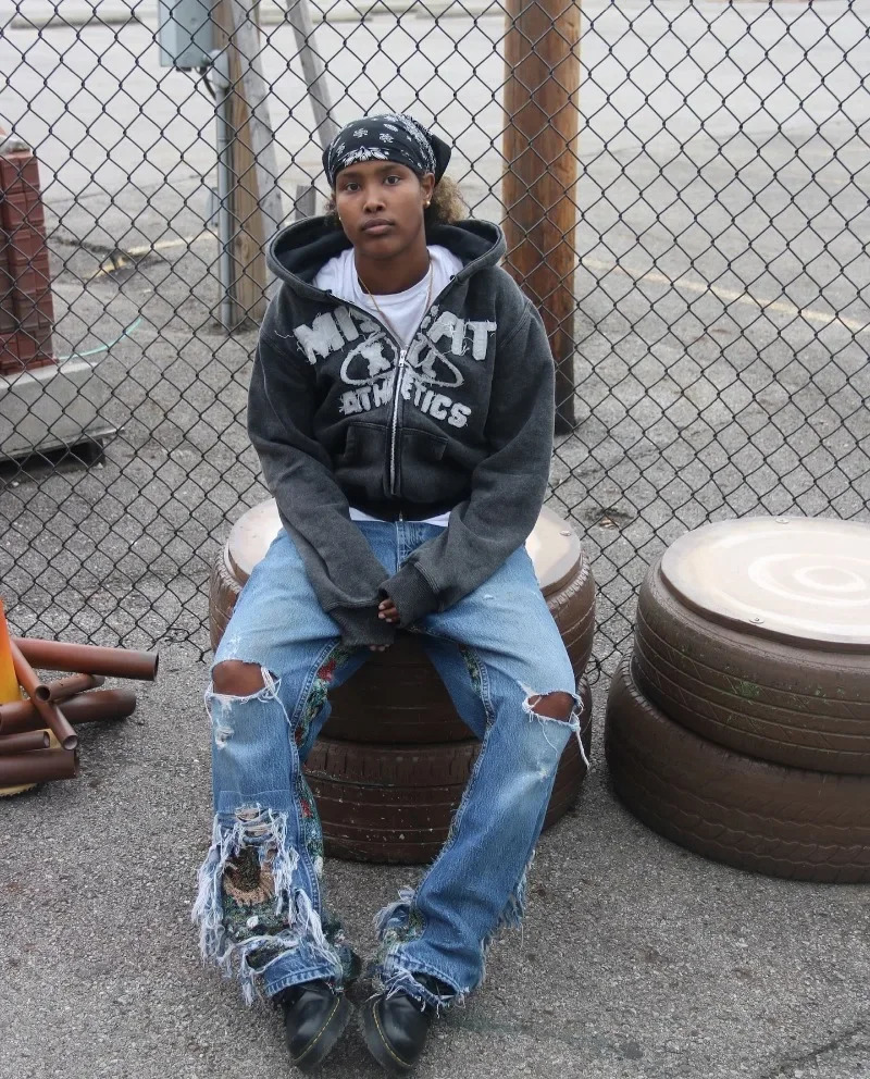 Gothic Fashion Oversized Letter Embroidered Patch Zipper Hoodie Men Y2K Harajuku Vintage Hip Hop Casual Couple Sweatshirt 250813