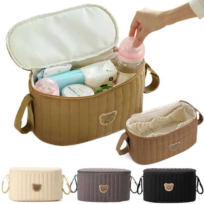 Mommy Korea Cute Bear Portable Multifunctional Stroller Nappy Bag Soft Maternity Storage Bags Baby Diaper Organizer