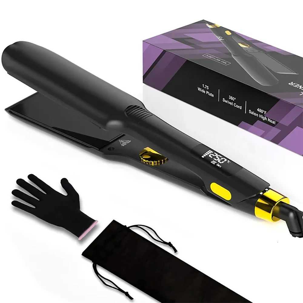 Max 250./480 Professional Hair Straightener with Negative Ion Generator Ceramic Coating Wide Plates LCD Flat Iron MCH Heating W250814