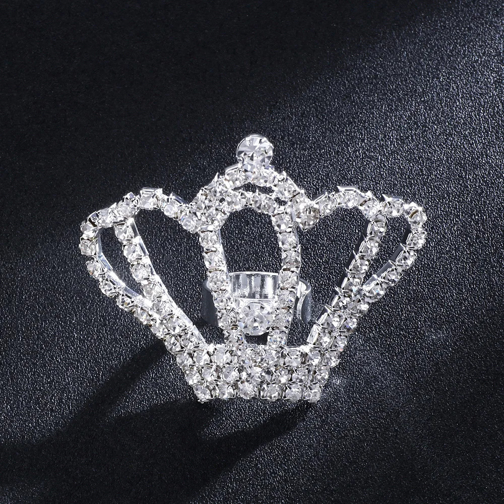 Crystal Crown Ring Adjustable for Women Princess Queen Large Rhinestone Rings Party Wedding Finger Jewelry Accessories 250811