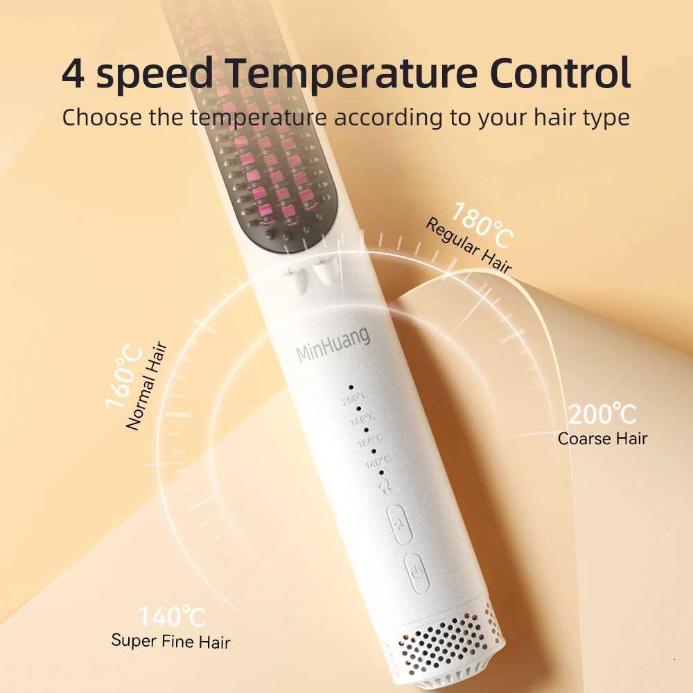Hair Straightener Brush Multifunctional Straightener Comb for Women Negative Ion Anti-Scalding Dual Voltage Straightening Brush W250814