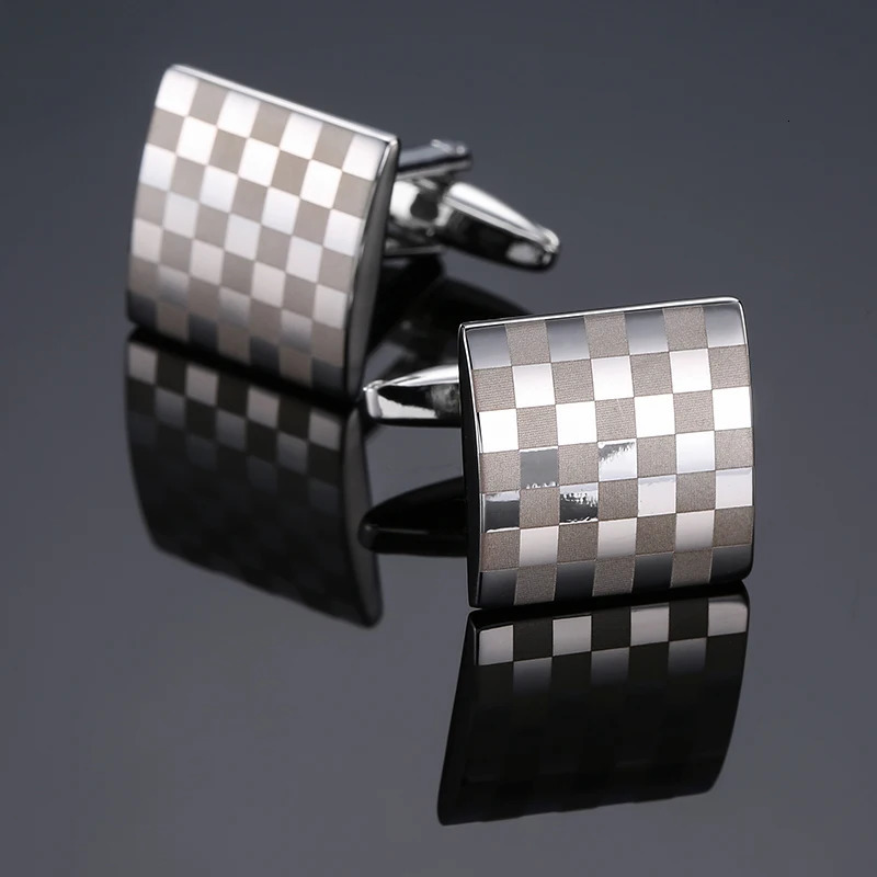 High end mens French shirt cufflinks Classic Square laser lattice wire drawing cuffs buttons business suit accessories jewelry 250812