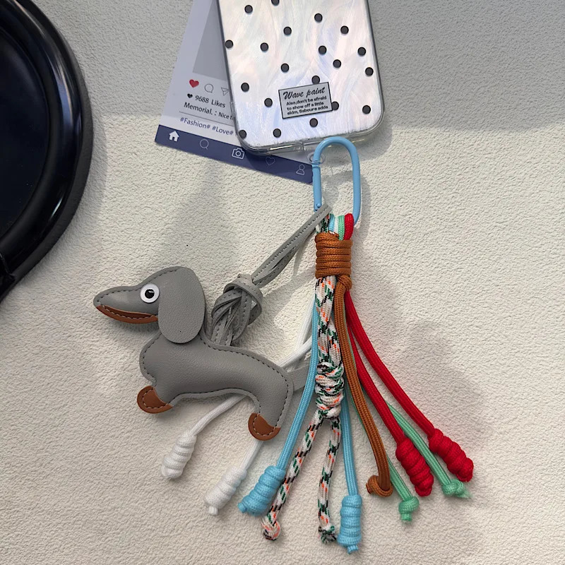 Multi Colored Hand Woven Rope Pu Sausage Puppy Bag Pendant High Leather Universal Mens And Womens Mobile Phone Pendant 250811