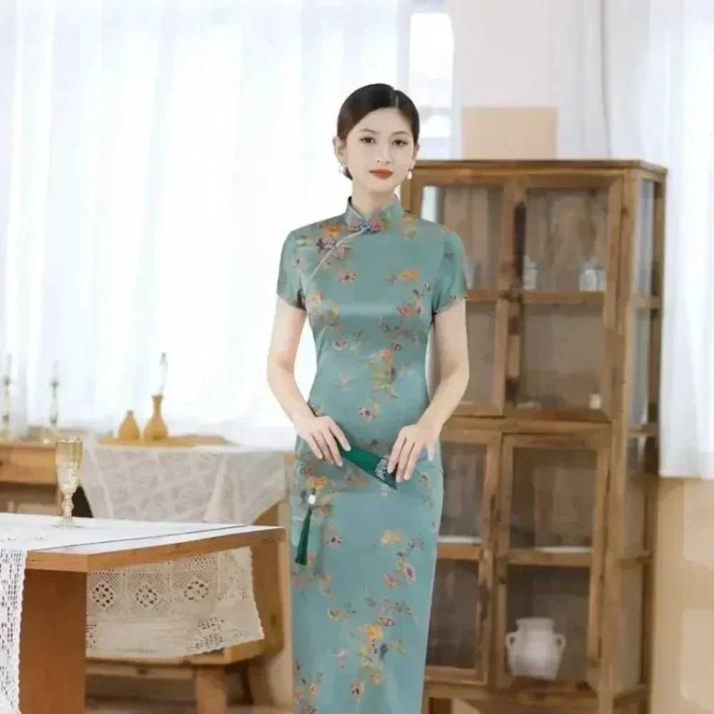 Summer Qipao Dresses Women Ele Fashion Long Streetwear Vintage Woman Clothes Chinese Style Y2K Cheongsam Maxi Dress Vestidos XJ250814