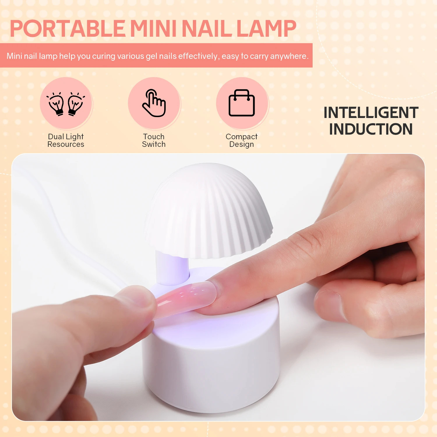 Mini UV LED Nail Lamp 6 LEDs Nail Dryer Type-C Charging Portable Manicure Lamp with Smart Induction Nail Art Tools 250807