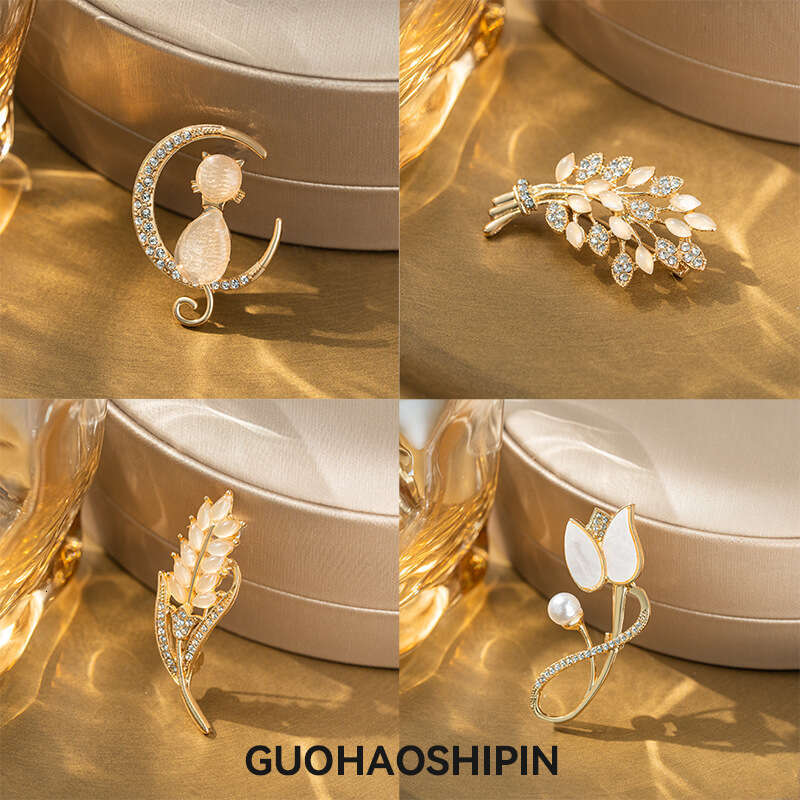 Korean Style Fashion Flower Elegant Temperament Versatile Simple Decorative Clothing Accessory Alloy Brooch