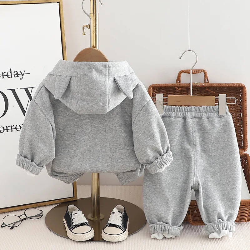 Toddler Boys Outfit Set Spring Baby Boy Clothes 2 To 3 Years Casual Cartoon Hooded Coats T-shirts Pants Kids Tracksuits 250813