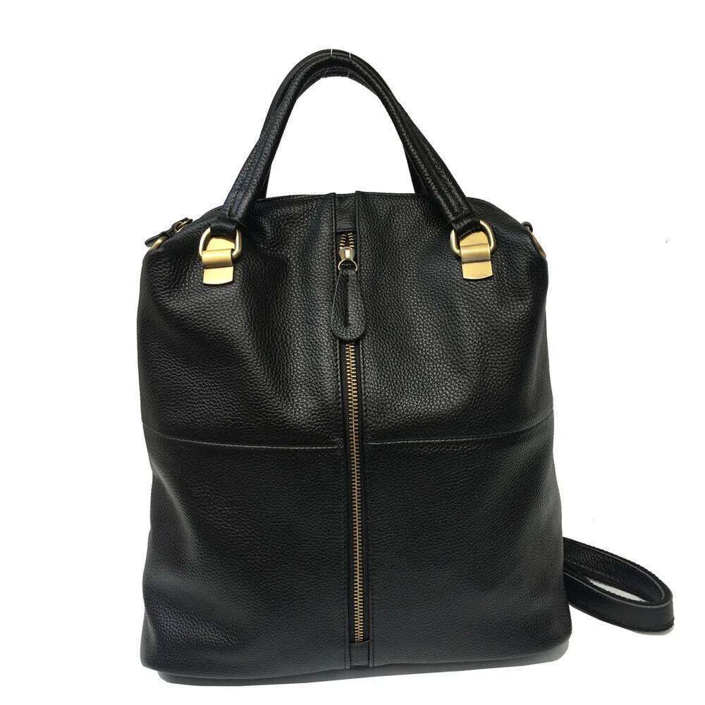 Women's High Quality First Layer Leather Soft Fashion Large Capacity Casual Backpack