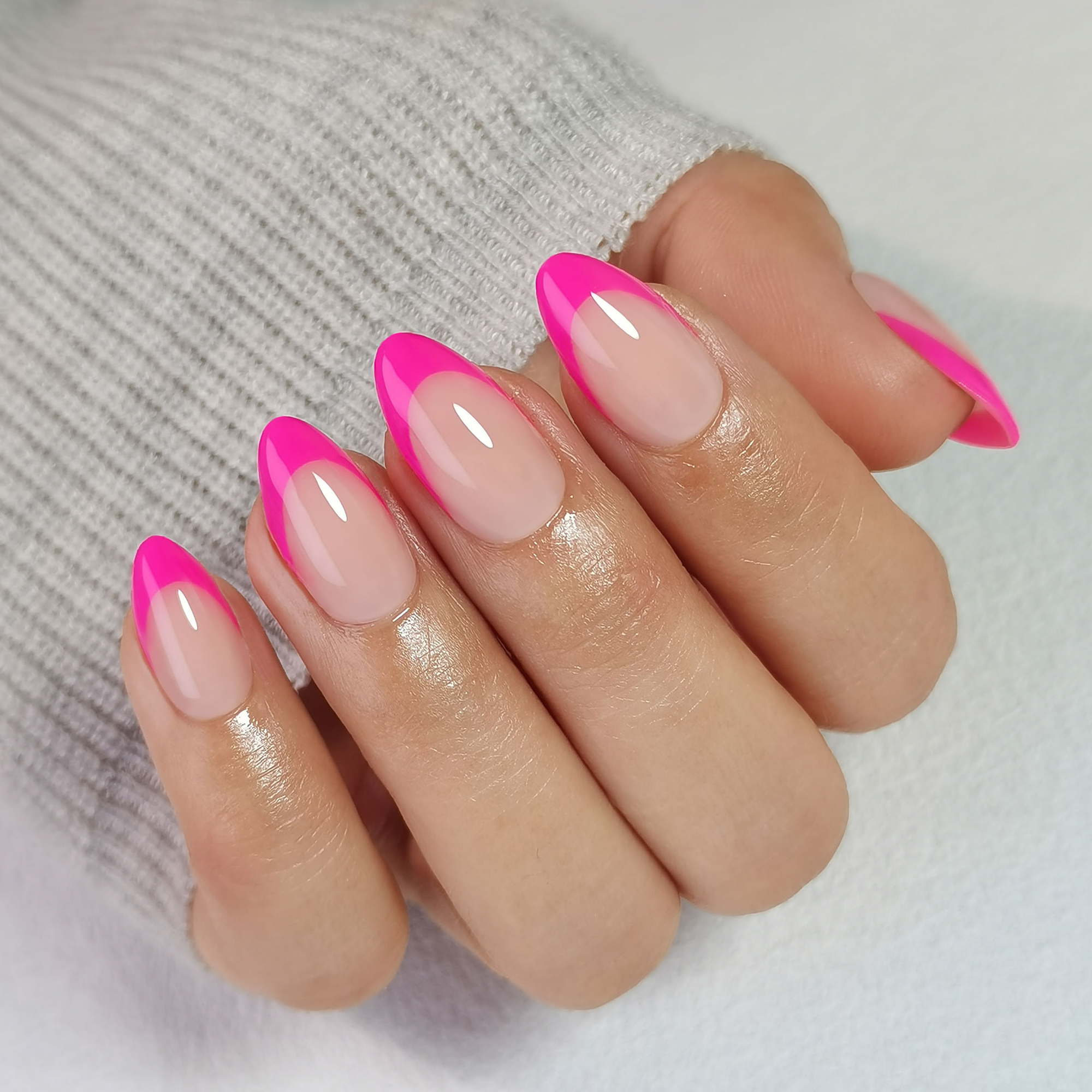 Rose-Tinted French Acrylic Gel Tips for Manicure Set Includes Adhesive + Variety Packaged Collection