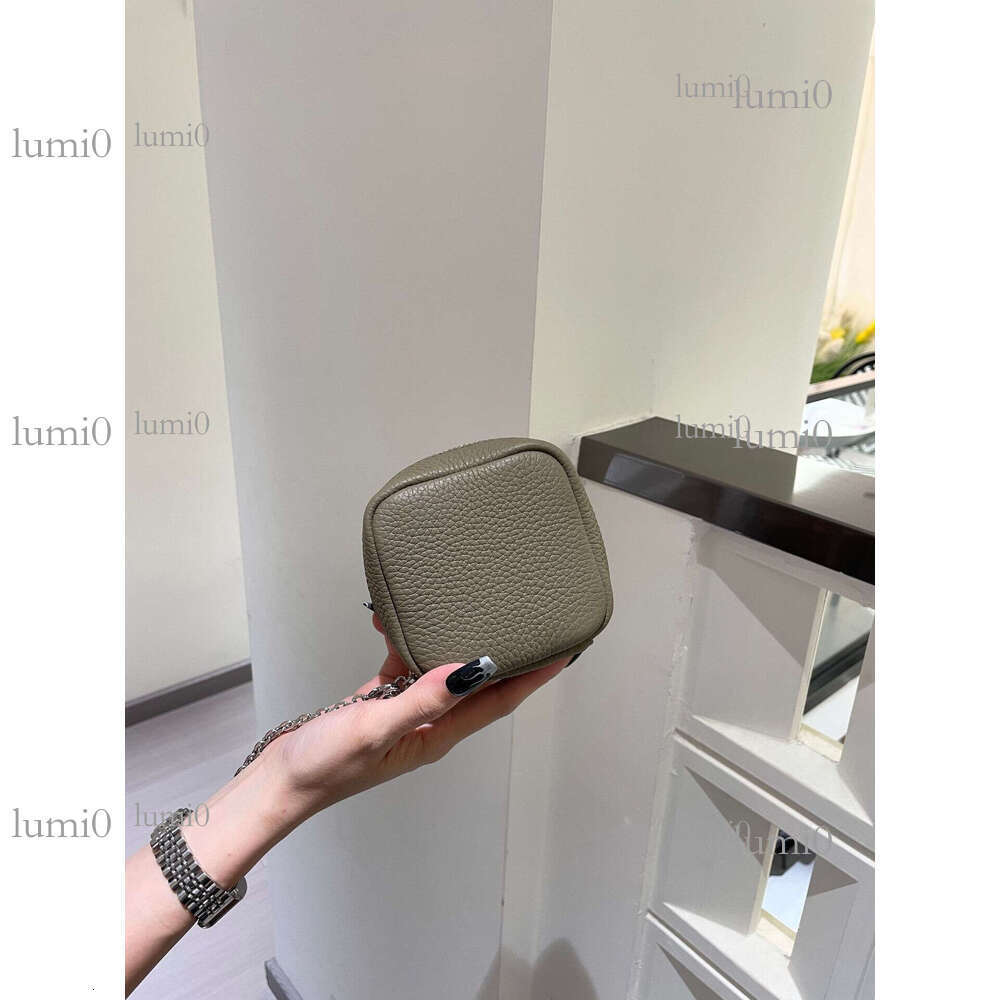 Fashion Top Layer Cowhide Lychee Pattern Makeup for Women Street Trend Genuine Leather Chain Shoulder Crossbody Tofu Bag