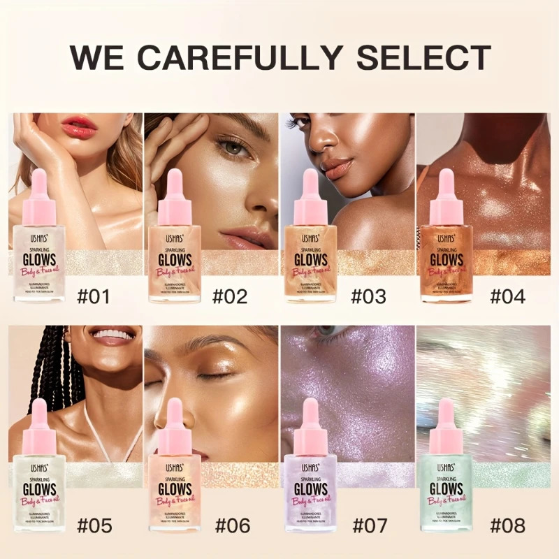 8-Colors Body Liquid HighlighterGlow Shimmer Highlighter Metallic Makeup- Contour Makeup for Cosmetics and Skincare 250813