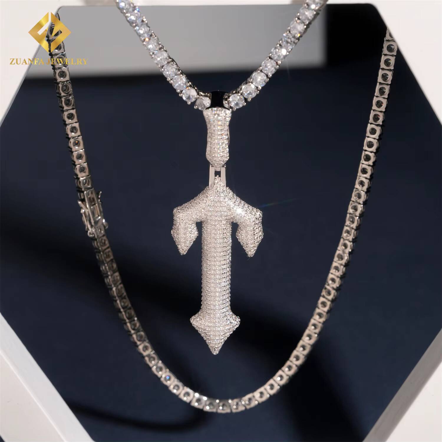 GRA Certificate Hip Hop Rhodium Plated Charm Pendants Custom Iced Out 925 Silver VVS Moissanite Jewelry Diamond Cross Pendant
