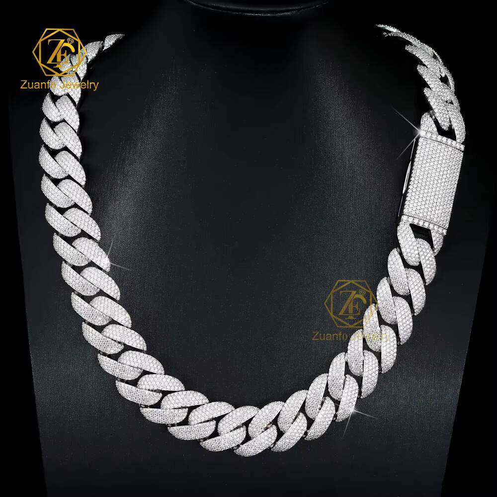 Wholesale 20mm Hip Hop Vvs Diamond Necklace Bracelet Men 925 Silver Iced Out Cuban Link Moissanite Chain
