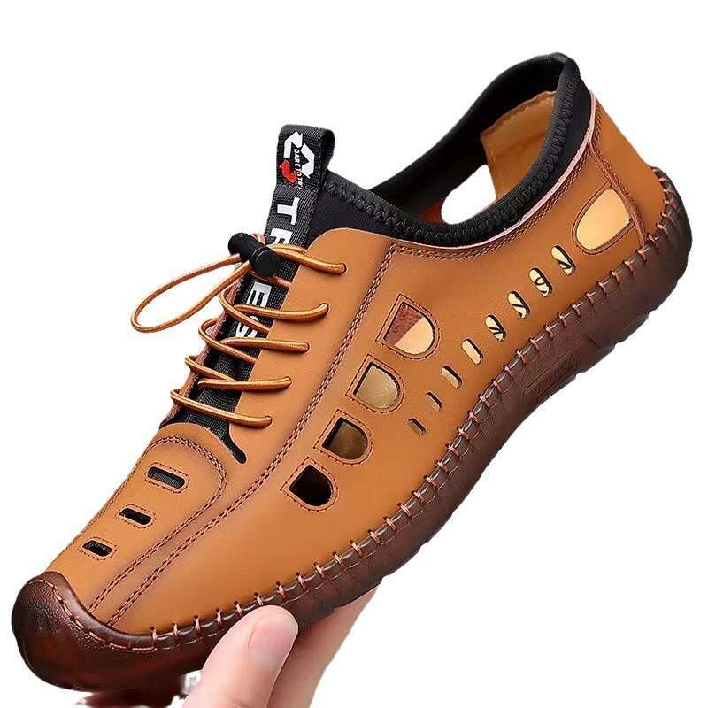 Soft Breathable Men's 2025 New Korean Fashion Casual Hand-sewn Driving Shoes with Rubber Sole