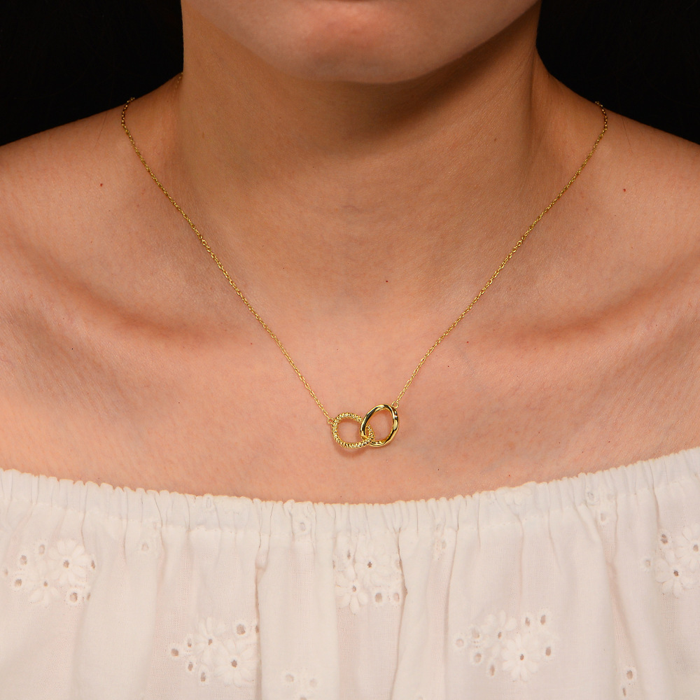 S Pure Sier Geometric Twist Double Ring for Women, Light Ins Style, Elegant Personality Collarbone Chain Necklace