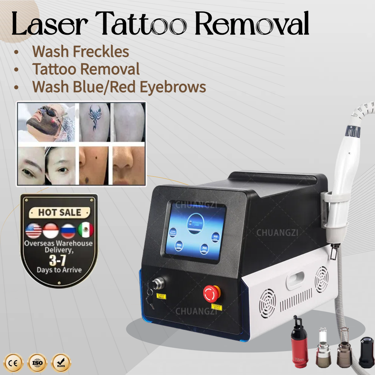 Professional Pico Second-Q Switched Lasers for Tattoo Removal - Multi-Wavelength (532/755/1064/1320 nm)