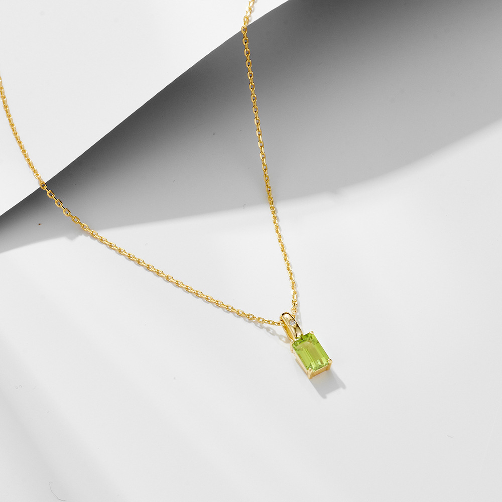 S Pure Sier Natural Amethyst Peridot Pendant Necklace for Women Ins Niche Light Gemstone Clavicle Chain Jewelry for Women