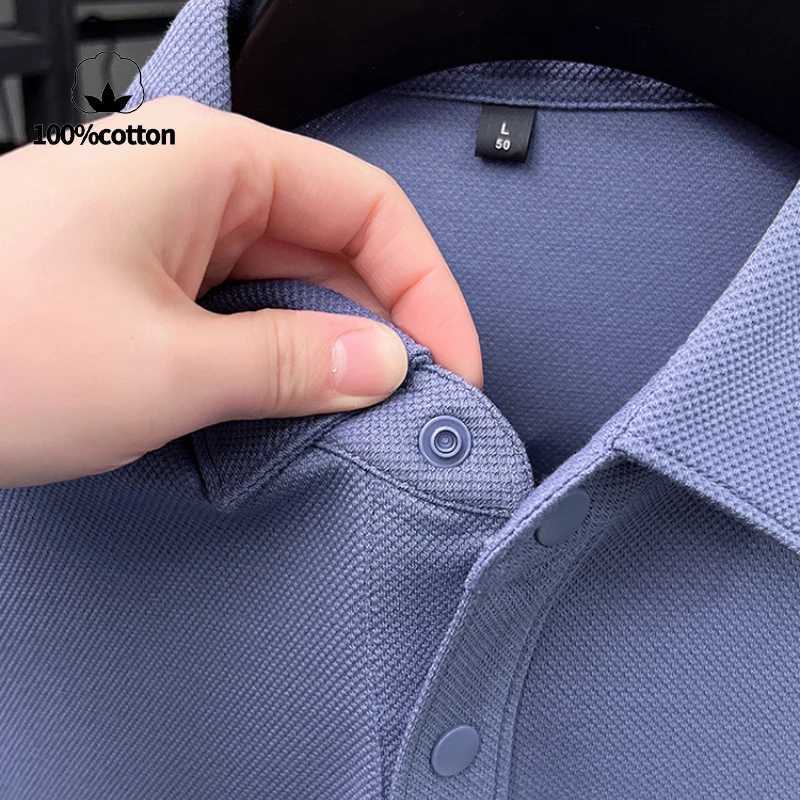 Premium Double-Sided 100% Cotton Polo Shirt - Soft Skin-Friendly Textured Pearl Weaving Strong Luster Stylish Comfortable XJ250804