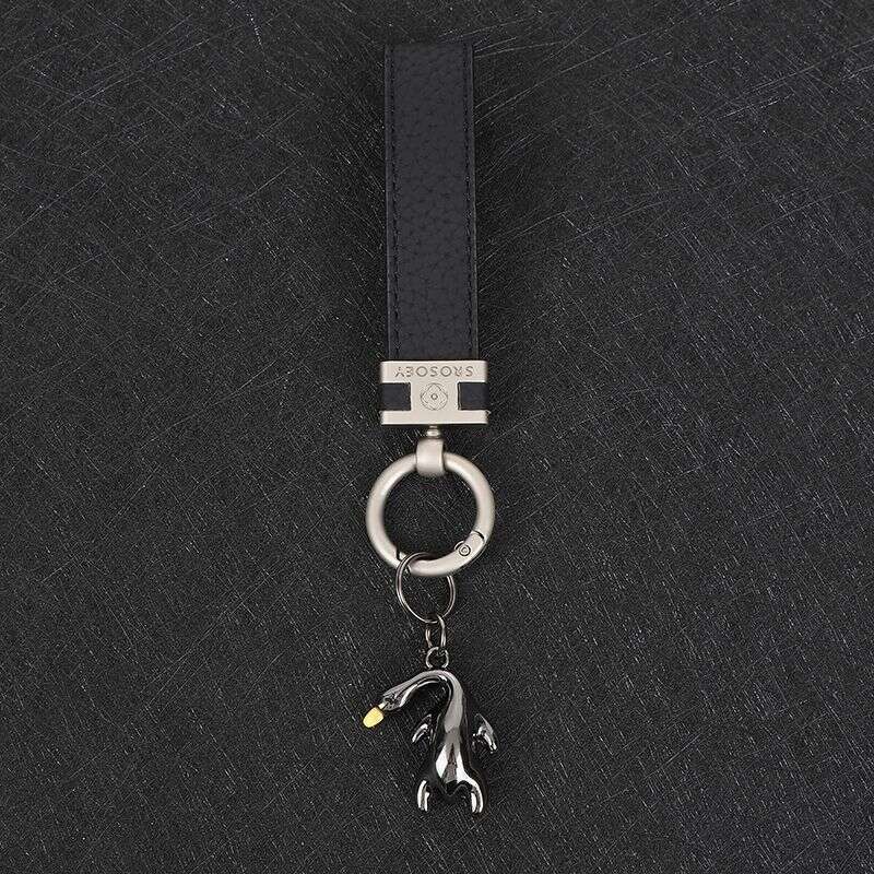 Internet Celebrity Crooked Neck Duck Leather Car Pendant Women's Keychain Creative High-end Figurine Horseshoe Buckle