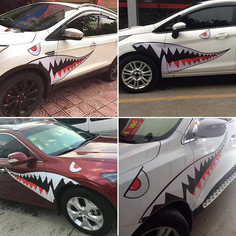 DIY Shark Mouth Tooth Teeth PVC Car Sticker Cool Decals Waterproof Auto Boat Decoration Stickers 2pcs/pair