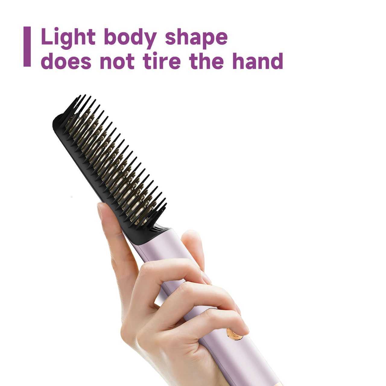 Professional Hair Straightener Comb-3000W Negative Ion 3 Temperature Settings PTC Fast Heating Essential Oil Coating for Frizz-Free W250814