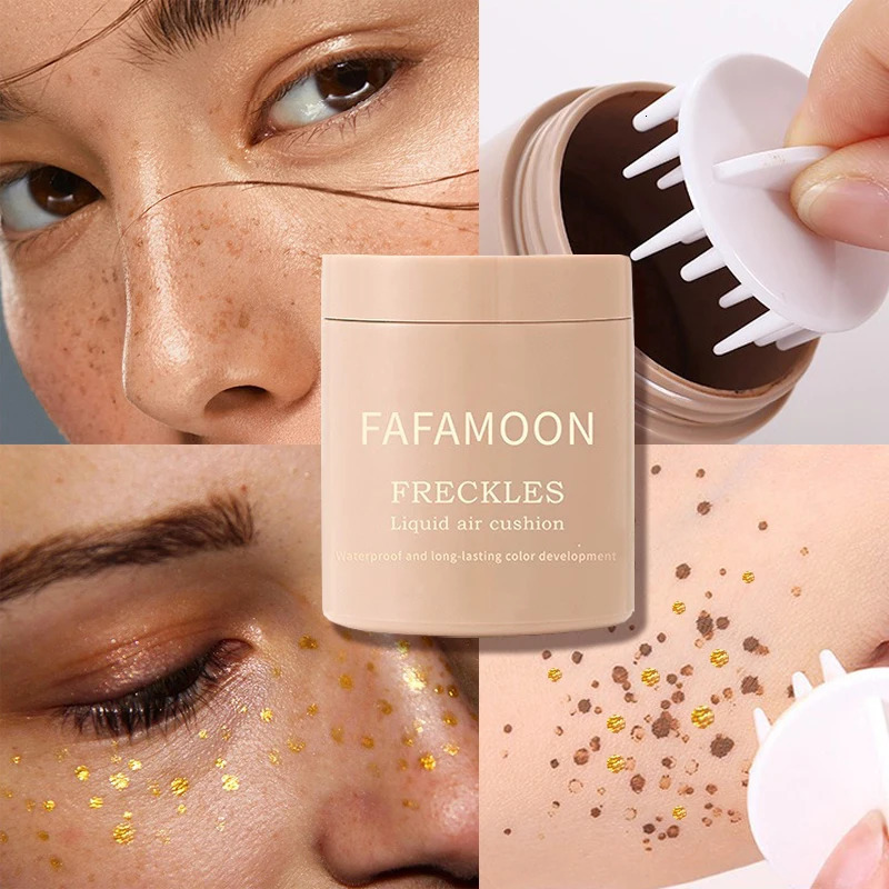 Gold Brown Natural Freckles Stamp Air Cushion Kit Simulation Fake Spot Freckle Liquid Powder Waterproof Long Lasting Makeup 250813