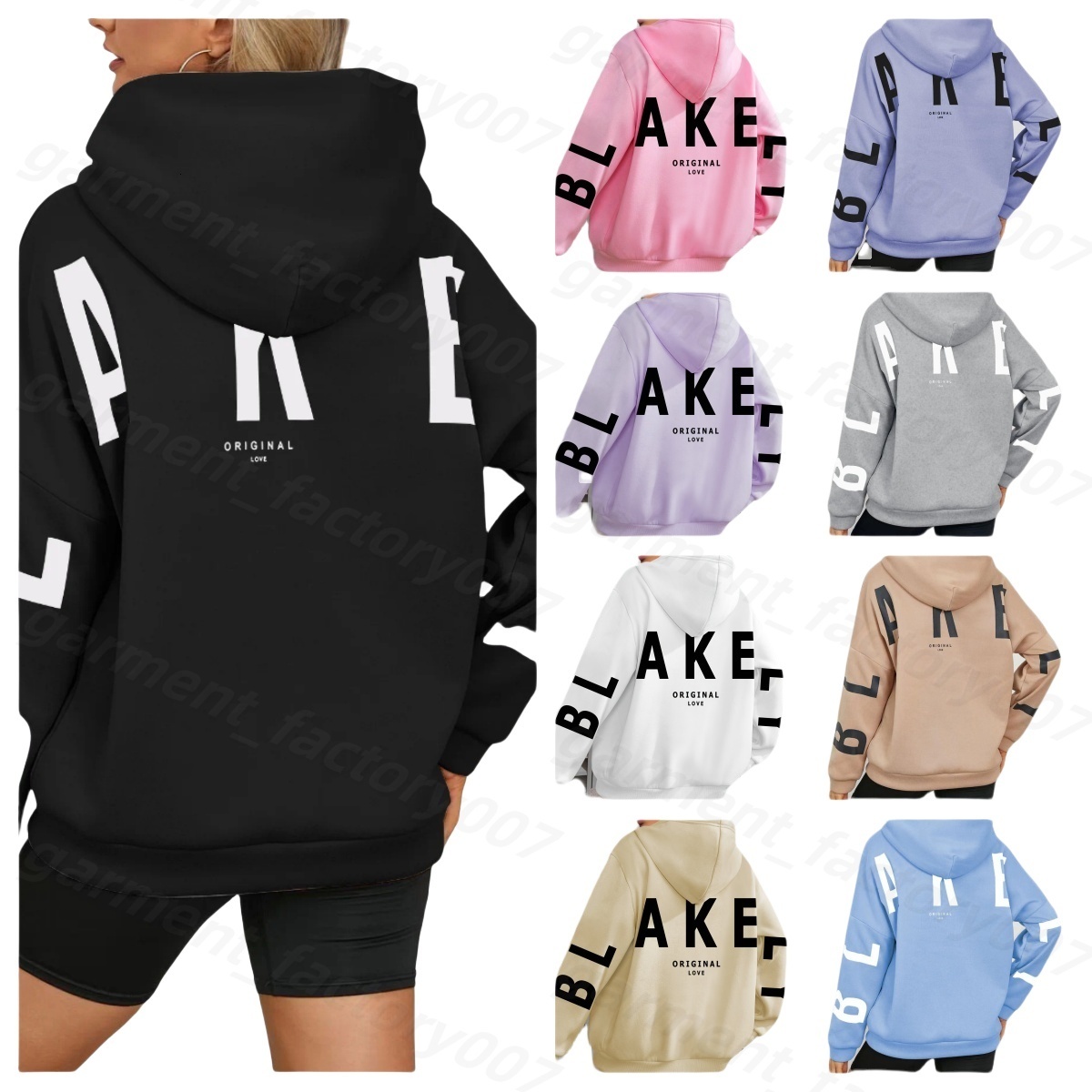 Blakeleys Hoodie Blake Hoody Womens Pullover Designer Oversized Letter Printed Long Sleeve Hood Sweatshirt Streetwear Woman Fashion Hoodies Coat 7A