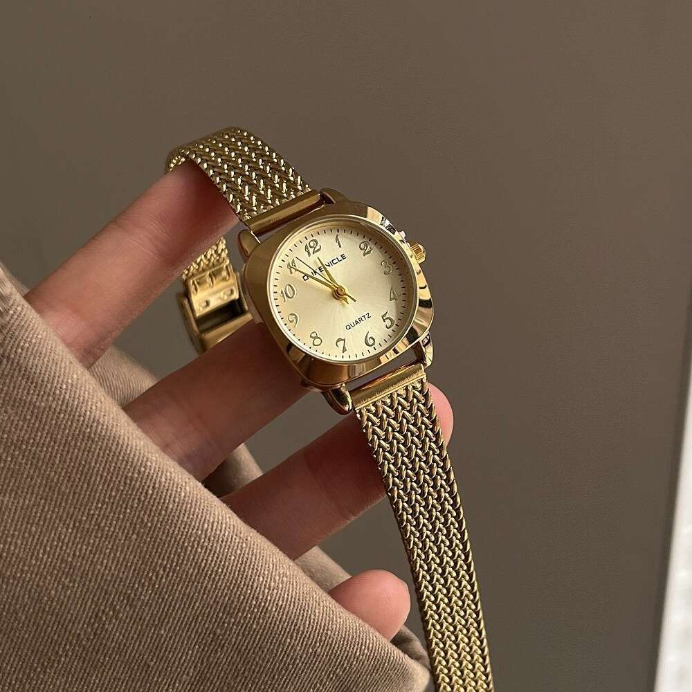 New Women's High-end Mesh Ladies' Wristwatch Vintage Fashion for Women Simple Designer Steel Strap Gold Watch