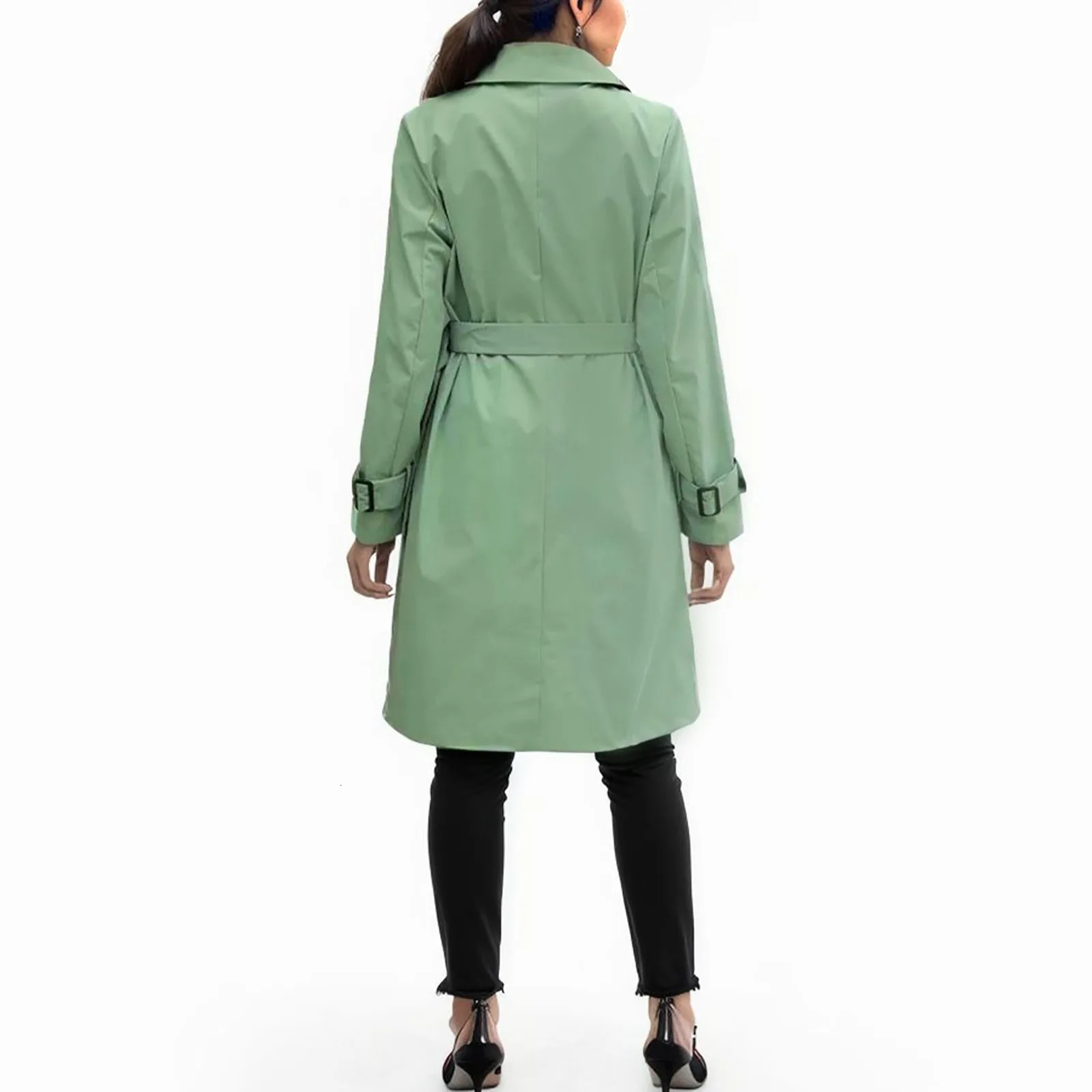 Fashion Women Trench Casual Solid Color Coat Adult Elagant Long Sleeve Lapel Neck Double Breasted Belted For Female 250805
