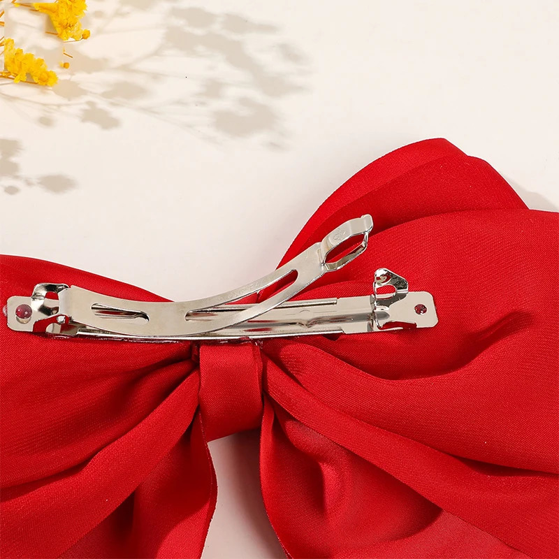 Oversized Big Bowknot Satin Hair Clips For Girls Sweet Korean Ribbon Spring Clip Bow Hair Clip Women Hairpins Hair Accessories 250812