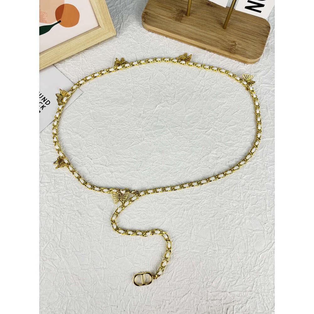 Style Waist for Women, Dress Coat, High-End Feel, 2024 Butterfly Decoration, Suit Metal Chain Belt