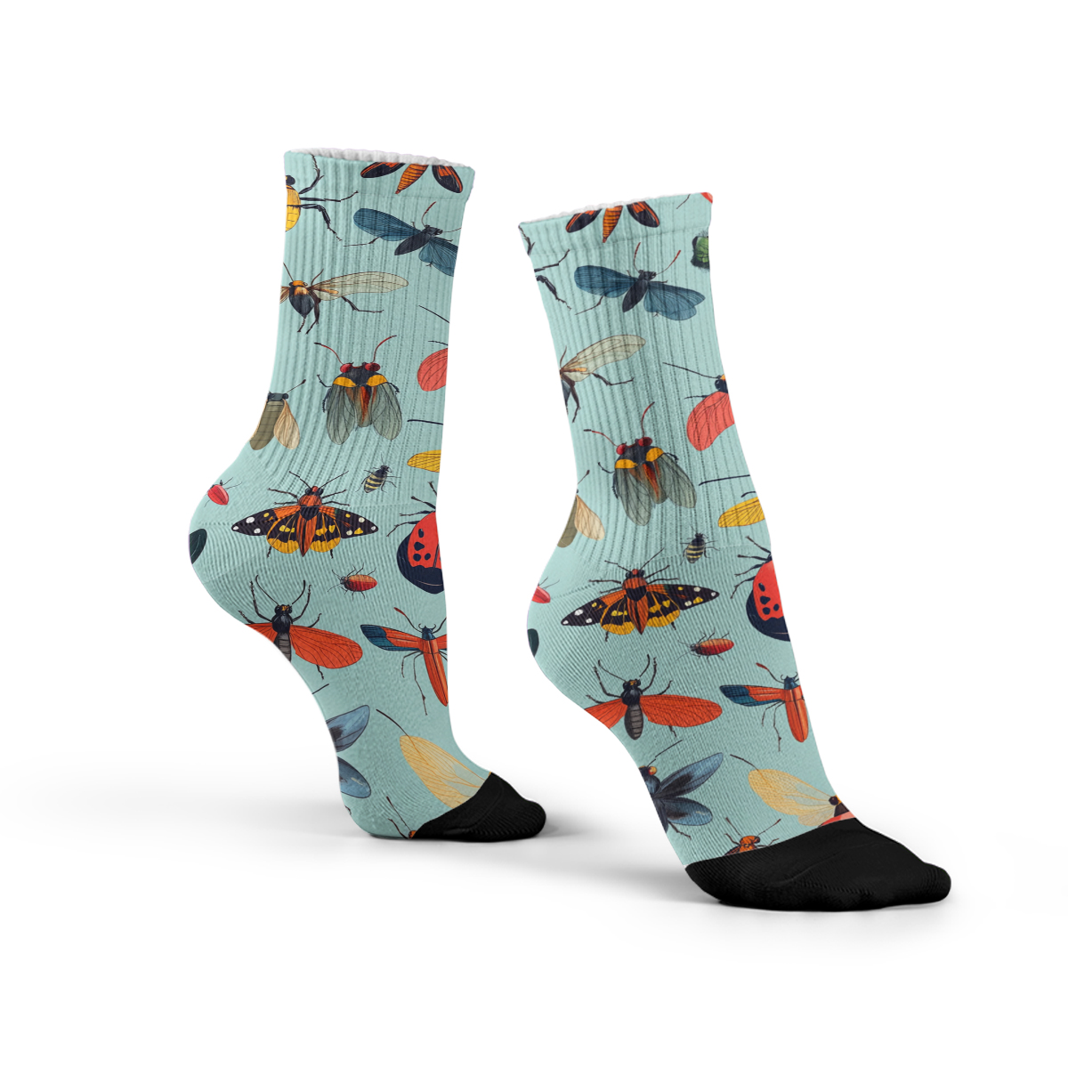 Colorful Insect Pattern Unisex Tube Designer Socks C146