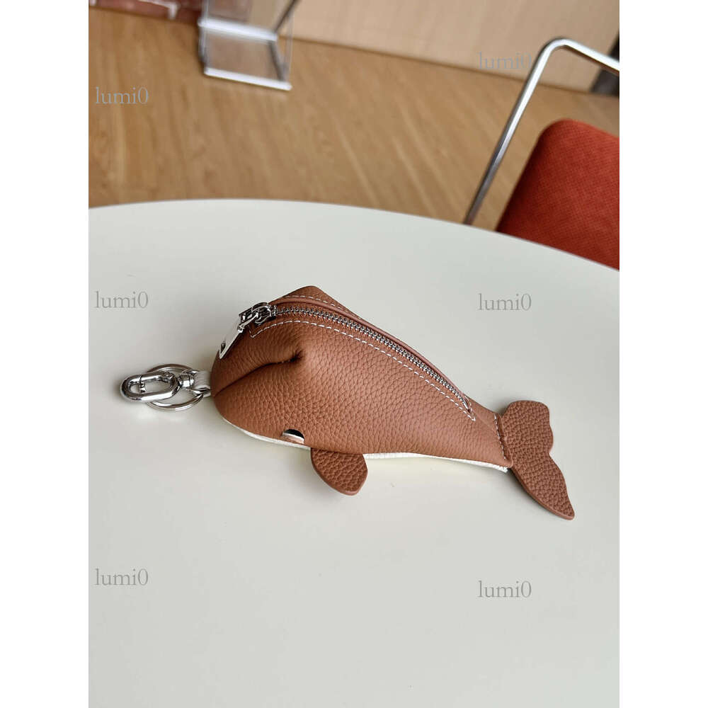 New Genuine Leather Little Whale Coin Purse Key Car Pendant Japanese Style Unisex Long Zipper Bag