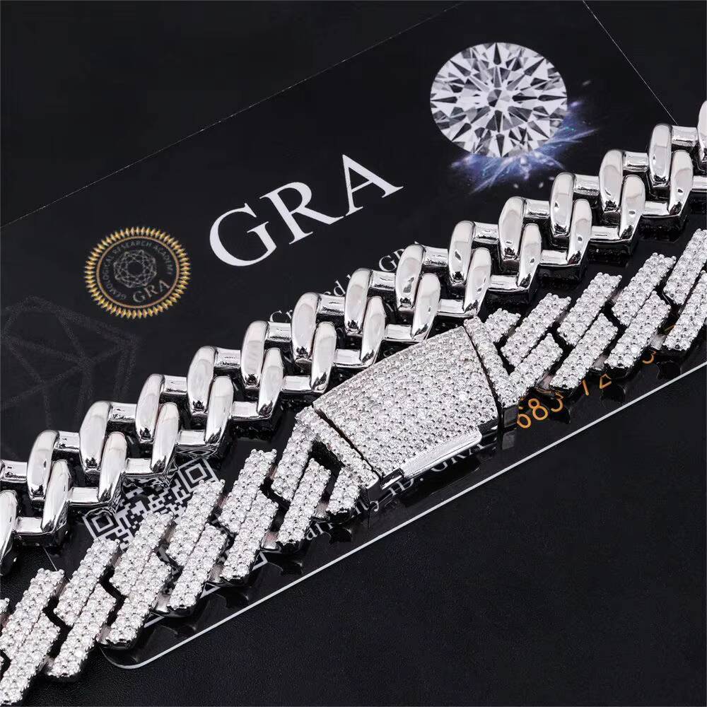 Passed Dia Tester Mossanite for Men 10mm 12mm 14mm Sier Hip Hop Iced Out Jewelry Moissanite Cuban Link Chain