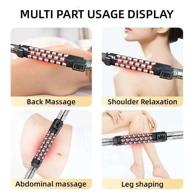 360 Rotating Inner Ball Relaxed Red Light Heated Device Muscle Relaxation Massage Roller For Whole Body Anti Cellulite