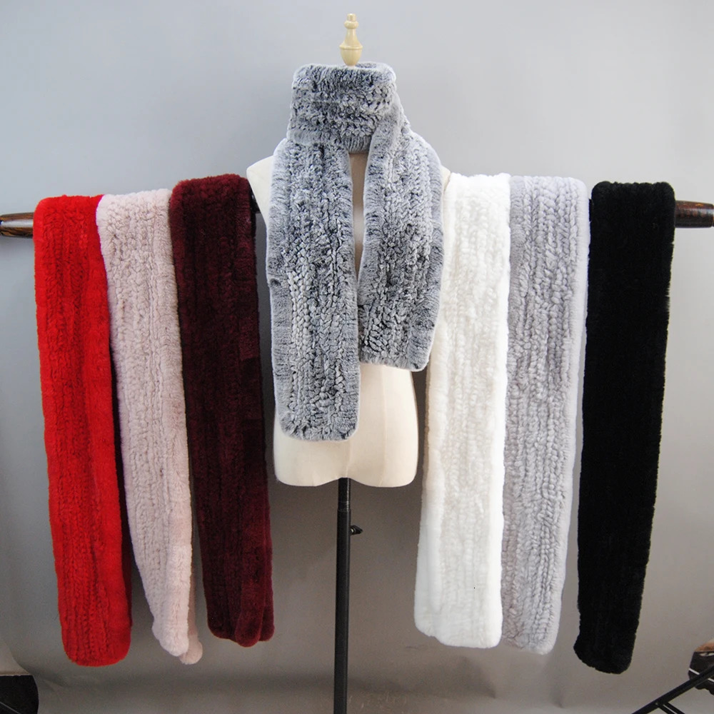 Style Women Fur Scarf High Quality Long Natural Rex Rabbit Fur Scarf Thick Warm Winter Fashion Fur Muffler 250808