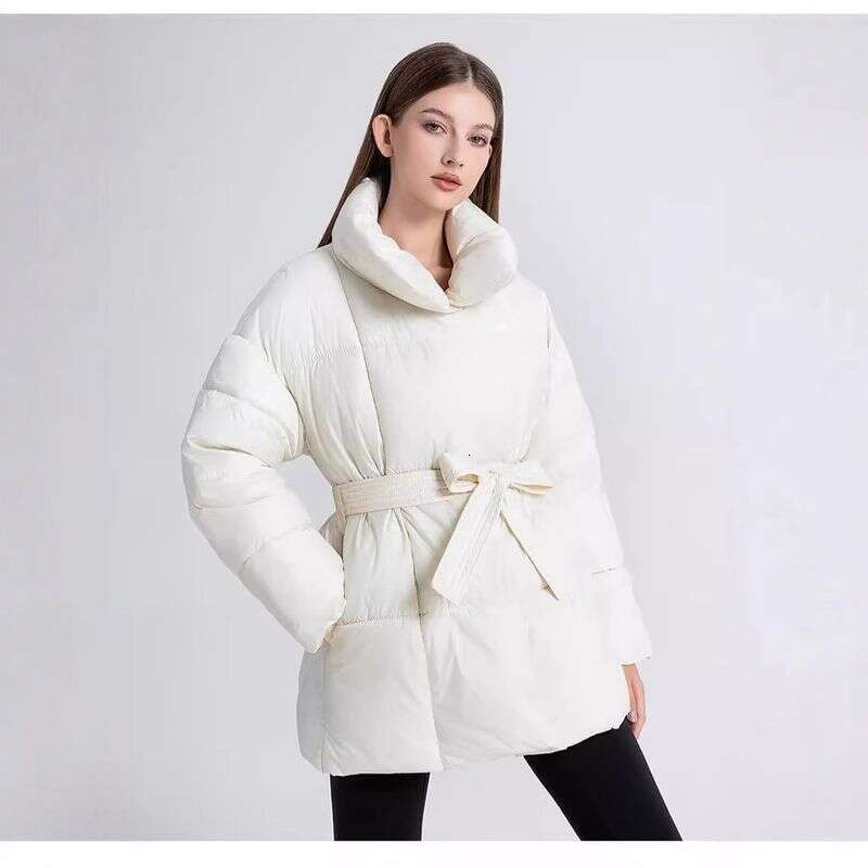 2025 Down And Winter New Thickened Korean Edition Medium To Long Lace Up Skinny Cotton Jacket For Women