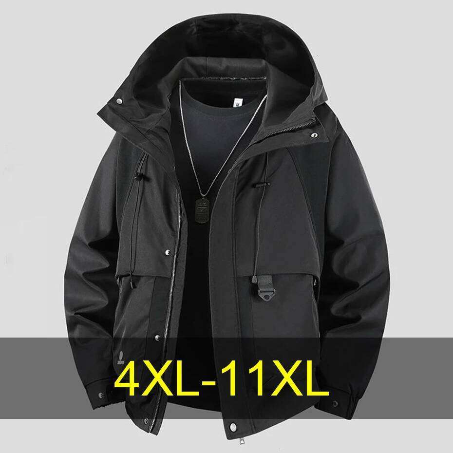 11Xl Plus Windbreaker Cargo Men Spring Autumn Jacket Coat Fashion Casual Hooded Jackets Male Big Size Outerwear