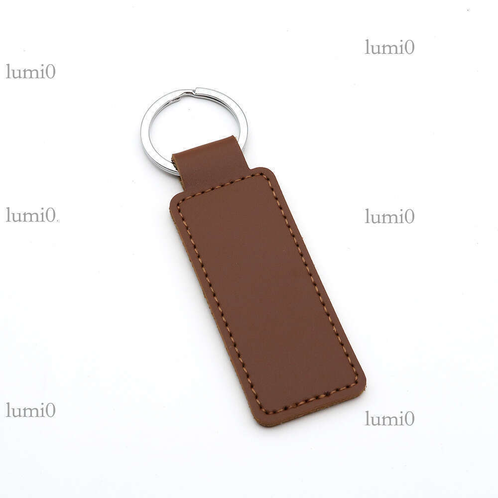PU Leather Keychain Pendant Double-Sided Stitching Customizable Zinc Alloy Key Ring Ornament
