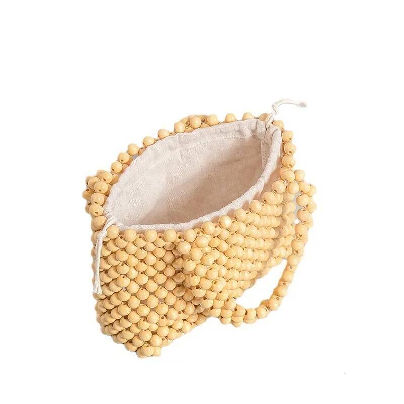 Vintage Wooden Beading Women Handbags Designer Hollow Beads Tote Handmade Casual Summer Beach Bag Small Bali Purses Sac high-quality
