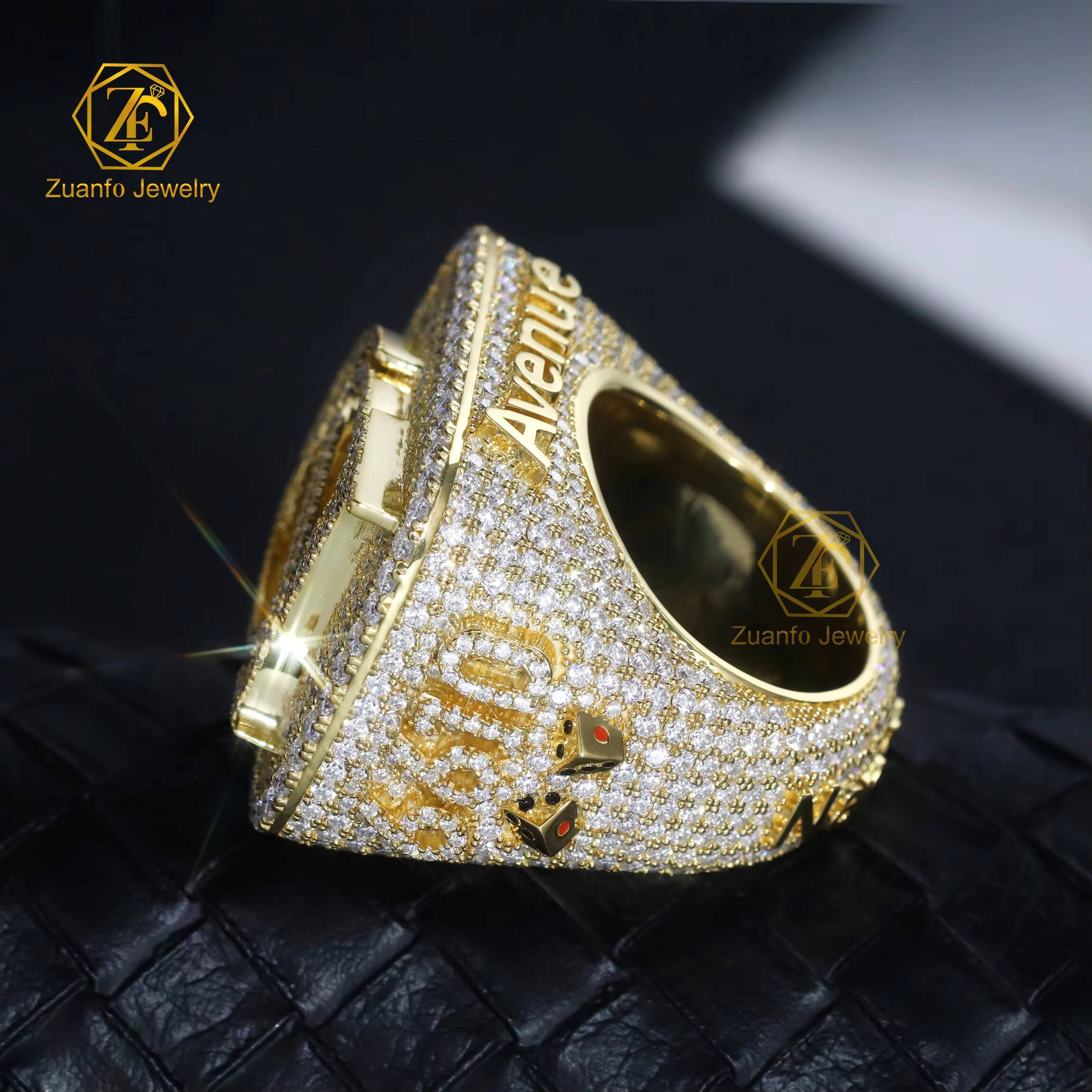 Sterling Sier VVS Moissanite Dias Custom Super Iced Out Hip Hop 3D Letter Pinky Party Wear Ring for Mens Jewelry