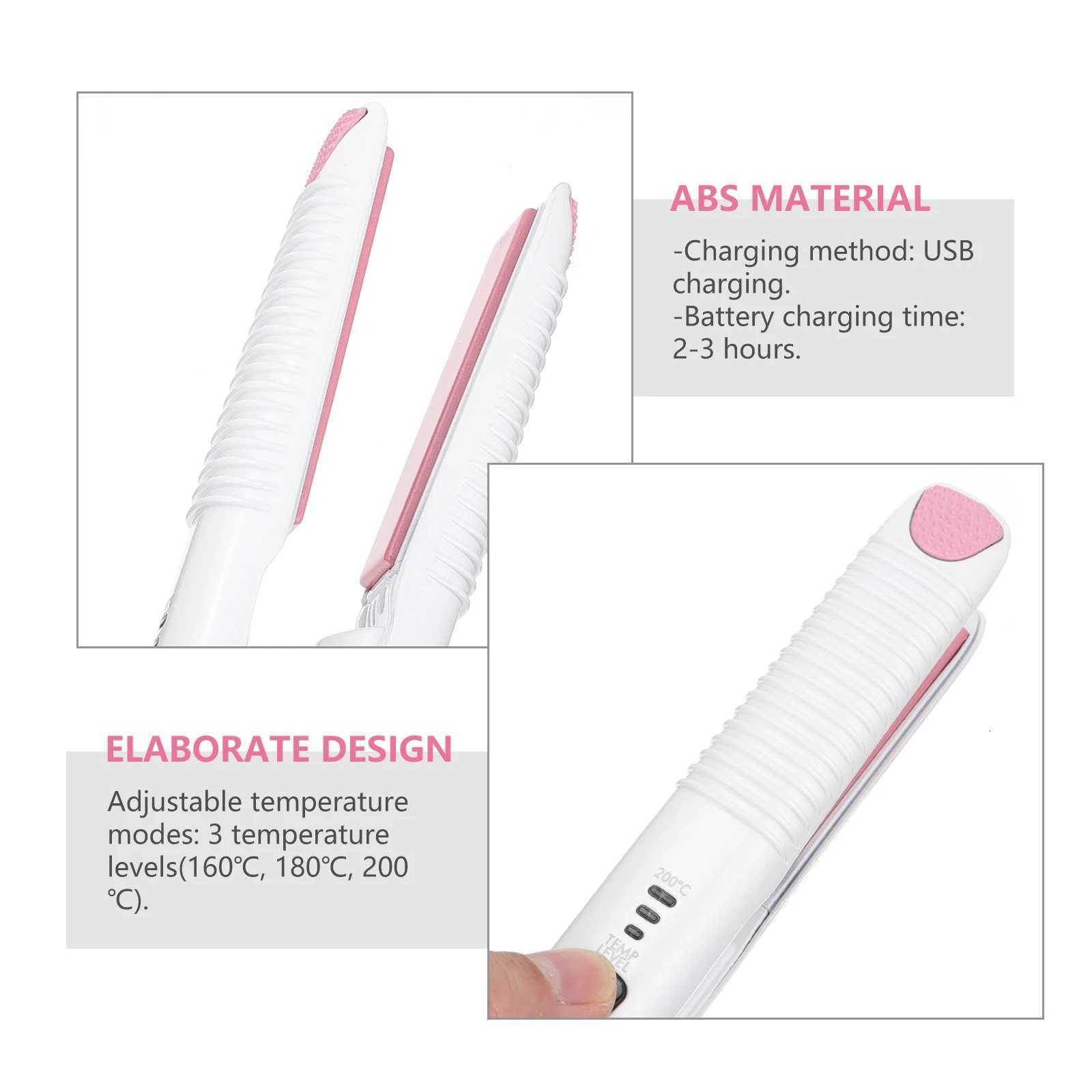 Electric Clamp Hair Straightener Cordless Curler Rechargeable USB Travel Small Wireless Straighteners W250814